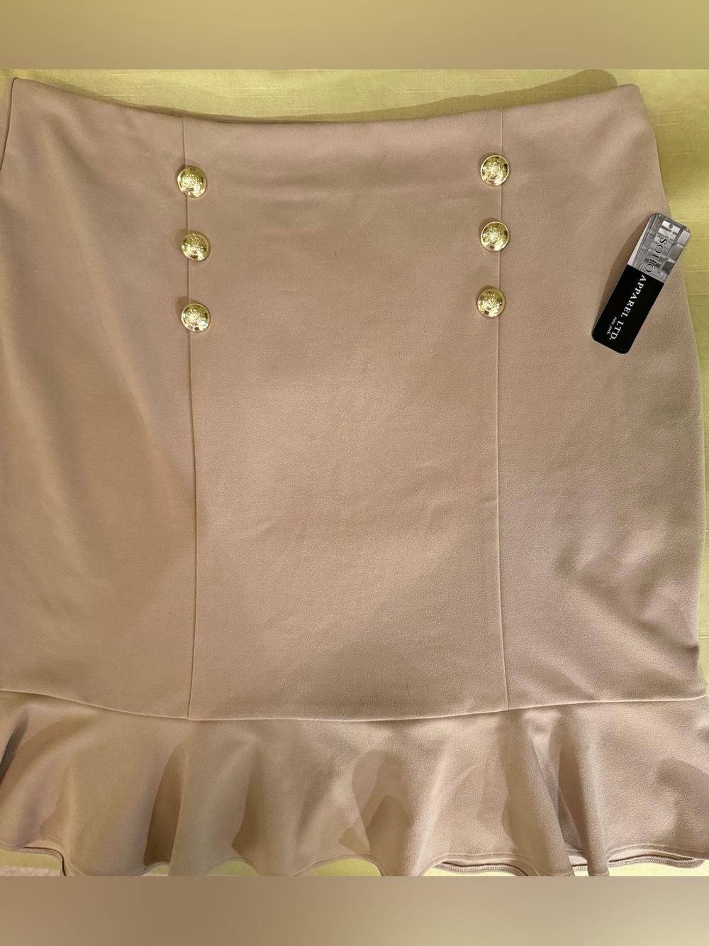 Soho Apparel Beige Skirt with Gold Buttons